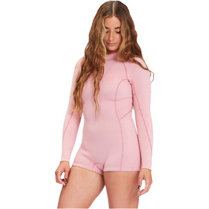 2022 Billabong Womens Spring Fever 2mm Long Sleeve Shorty Wetsuit F42F13 - Sea Pink